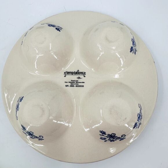 Floral Lace Temptations Baking Dish Poached Egg Muffin Top Tray Cobalt Blue - Picture 3 of 7